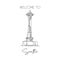 Depok, Indonesia - August 6, 2019: Single continuous line drawing Space Needle landmark. Beauty place in Seattle, Washington DC,