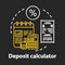 Deposit calculator chalk concept icon. Savings idea. Accounting tool. Budgeting and financing. Counting profits