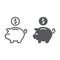 Deposit line and glyph icon, finance and banking