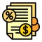 Deposit money papers icon, outline style
