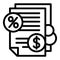 Deposit money papers icon, outline style