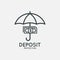 Deposit protection logo. Umbrella with money icon