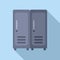 Deposit room steel wardrobe icon flat vector. Key insurance door