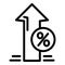 Deposit up percent icon, outline style