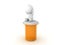 Depressed 3D Character sitting on anti depressant bottle