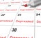 Depressed Calendar Means Down Despondent Or