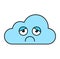 Depressed cloud sticker outline illustration