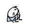 Depressed man sits on the ground and thinks sadly about his trouble. Vector illustration of a loser stickman.