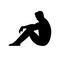 Depressed man sitting silhouette contour