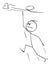 Depressed Person Chasing Flying Heart to Get Love , Vector Cartoon Stick Figure Illustration