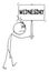 Depressed Person with Wednesday Sign, Vector Cartoon Stick Figure Illustration