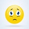 Depressed and sad emoticon, emoji vector illustration. Sad smiley emoticon