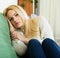 Depressed woman sitting in silence