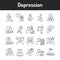 Depression color line icons set. Pictograms for web page, mobile app, promo.