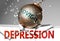 Depression and coronavirus, symbolized by the virus destroying word Depression to picture that covid-19  affects Depression and