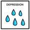 Depression hand drawn vector illustration in cartoon comic style drops of tears