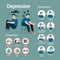 Depression symptom and prevention. Infographic for people