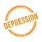 DEPRESSION text written on orange grungy round stamp