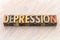 Depression word abstract in wood type
