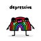 Depressive hand drawn vector illustration in cartoon doodle style rainbow crying