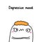 Depressive mood bipolar disorder symptom man expressive in cartoon comic style