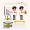 Dept man with chart. infographic -