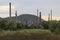 Depth of field the Oil refinery with Steam at Sunrise time.