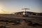 Derelict Cargo Plane in the desert of the UAE during the sunset