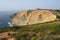 Derelict medieval monastery on top of the coastal cliff overlooking the Atlantic, Cabo Espichel, Portugal