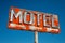 Derelict Red Motel Sign with 3 Arrows