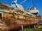 Derelict Wooden Old Traditional Fishing Boat Wreck