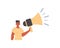 The derision is holding a bullhorn in his hand. Trendy style, Vector Illustration