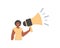 The derision is holding a bullhorn in his hand. Trendy style, Vector Illustration