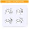 Dermal allergy types line icons set. Edtiable