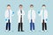 Dermatologist team cartoon character vector isolated on blue background.