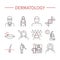 Dermatology. Line icons set.