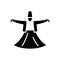 Dervish dance - islam icon, vector illustration, black sign on isolated background