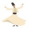 Dervish dancer vector illustration. Turkish man cartoon style character