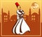 Dervish And Fullmoon Mosque Background