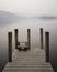 Derwentwater pier jetty mist fog sunset Lake District UK calm peaceful still relaxation mindfulness