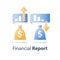 Descending chart, financial debt, investment fund loss, unexpected market drop, income decrease, asset bad performance