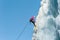 Descending down an ice waterfall