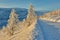 Descent from pass. Winter. A decline. Evening. Kolyma