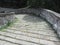 Descent stone walkway of medieval bridge known as Ponte del Diavolo in Borgo a Mozzano, Italy