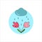 Deseased plantn. Hand drawn vector illustration. Flowers in the rain. For banner, flyer, poster, card, logo, badge