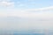 Desenzano del Garda, Italy. Calm beautiful view of italian lake Garda. Amazing landscape in fog