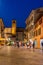 DESENZANO DEL GARDA, ITALY, JULY 23, 2019: Sunset view of Piazza Giuseppe Malvezzi in Desenzano del Garda in Italy