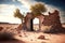 desert abandoned building with ruined stone doorway