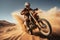 Desert adrenaline Motocross rider conquers dunes, soaring in extreme jumps