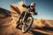 Desert adrenaline Motocross rider conquers dunes, soaring in extreme jumps